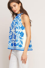 COASTAL CHARM HALTER WOVEN TOP