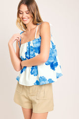 TROPIC BLUE WOVEN TOP