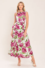 ROMANTIC ROSE PEPLUM WOVEN TOP