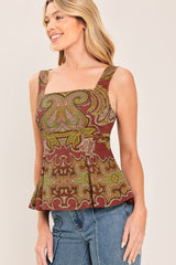 RUSTIC MEDALLION WOVEN TOP