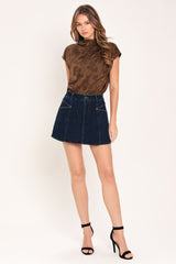 CHOCOLATE FLORAL WOVEN JACQUARD TOP