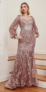 Cinderella Divine J816 Removable Long Sleeve Off the Shoulder Gown