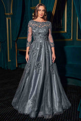 Ladivine J883 Mother of the Bride A-Line Ball Gown Long Sleeve