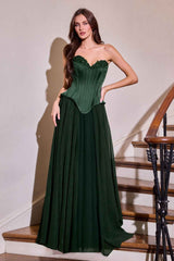 Ladivine J891 Fitted Corset Bodice Flowy Chiffon Skirt Formal Gown