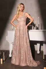 Ladivine J909 One Shoulder 3D Floral Applique Full Lace Beaded A-Line Gown