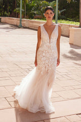 Nox Anabel JE917 V-Neck Mermaid Dress Lace and Tulle Skirt