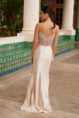 Nox Anabel K1520 Strapless Sheer Boned Waistline Ruched Hip Dress
