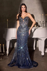 Ladivine KV1139 Strapless Sweetheart Beaded Bodice Mermaid Gown