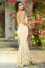 Greta Floral Mix Slit Detail Lace Up Maxi Gown (Yellow) - treasures-4-u-2-day