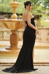 Cameron One Shoulder Slit Detail Formal Wear Gown (Black) - treasures-4-u-2-day