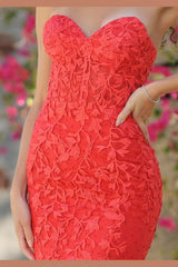 Reva Floral Applique Corset Bodice Jeweled Formal Gown (Red) - treasures-4-u-2-day