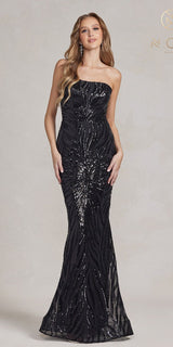 Nox Anabel R1204 Floor Length Fitted Sequin Gown
