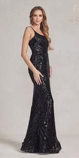 Nox Anabel R1204 Floor Length Fitted Sequin Gown