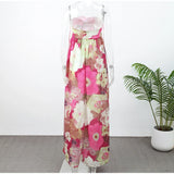 Retro Printed Strapless Long Dress Fashion Women's Sleeveless Off Shoulder Pleated Vestidos 2025 Summer Lady Beach Party Robes