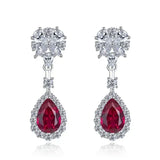 Huitan Brilliant Red CZ Drop Earrings for Women Gorgeous Attractive Creative Accessories for Engagement Charming Wedding Jewelry