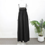 Solid Backless Spaghetti Strap Dress Women's Fashion Loose High Waist A-line Vestidos Summer Lady Holiday Street Robes 2025 New