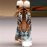 Women's Maxi Dress Printed Retro Fashion y2k vestidos Long Sleeve Loose Robe S-5XL