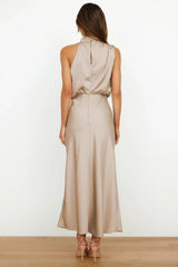 Summer Luxury Sleeveless Silk Satin Long Dress Women Elegant Off Shoulder Celebrity Evening Dress Partywear Lady Trumpet Dress