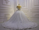 Luxurious Off-Shoulder Wedding Dress With Shiny Beads EDL178
