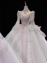 White Long Sleeved High-end Wedding Dress EDW2309