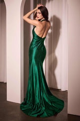 Ladivine SF117 Dress Crystal Adorned Satin Halter Gown