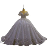 Luxurious Off-Shoulder Wedding Dress With Shiny Beads EDL178
