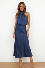 Summer Luxury Sleeveless Silk Satin Long Dress Women Elegant Off Shoulder Celebrity Evening Dress Partywear Lady Trumpet Dress