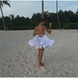 Sexy Flare Sleeve V Neck Printed Mini Dress Fashion Pleated A-line High Waist Gown New Lady Summer Evening Party Club Vestidos