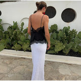 Yellow Satin Lace Splicing Sling Dress Women Elegant Irregular Hem V Neck Backless Sleeveless Gown Chic Women Party Club Vestido