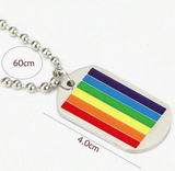 Rainbow Dog Tag Necklace β LGBTQ+ Pride Pendant on 24" Ball Chain - treasures-4-u-2-day