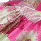 Retro Printed Strapless Long Dress Fashion Women's Sleeveless Off Shoulder Pleated Vestidos 2025 Summer Lady Beach Party Robes