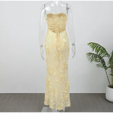 Women Flower Printed Sling Long Dresses Sleeveless Off Shoulder Floor Length Backless Maxi Dress Lady Elegant Chic Party Robe