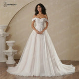Boho Champagne Wedding Dress | Custom A-Line Bridal Gown -femstylo