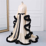 Luxury Satin Feather Bridal Robe | Victorian Style Wedding & Photoshoot Robe