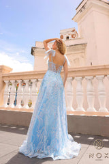 Nox Anabel T1336 Long A-Line Glitter Sequin Applique Corset Ball Gown