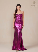 Nox Anabel T1499 Dress Strapless Metallic Satin Fitted Gown