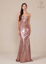 Nox Anabel T1499 Dress Strapless Metallic Satin Fitted Gown