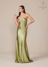 Nox Anabel T1500 Dress Satin Strapless Floor Length Keyhole Bodice