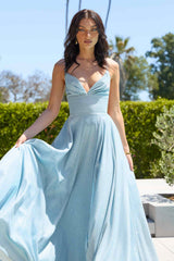 Ladivine Amoris T214 Sleeveless Spaghetti Strap A-Line Glitter Gown