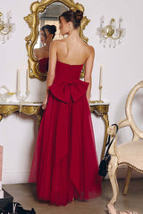 Amoris T712 Strapless Crepe Bodice A-Line Gown Layered Tulle Skirt