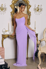 Amoris T726 Strapless Side Sash Chiffon Formal Gown