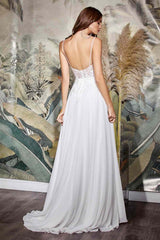 Cinderella Divine TY11 A-Line Chiffon Gown Beaded Embellished Floral Bodice Applique