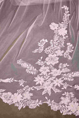 Beaded Floral Edge Chapel Veil