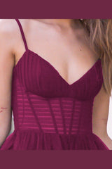 The Yasmin A-line Tulle Skirt Slit Detail Gown (Mulberry) - treasures-4-u-2-day