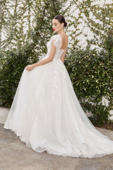 Catherine Cap Sleeve Lace Ball Gown - treasures-4-u-2-day