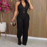 Women Elegant Two Piece Set Dashiki African Tracksuit Spring Summer Long Sleeve Vest Top and Pants Set Party Matching Sets