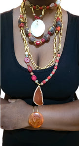 Antique Coral and Jasper Layered Necklace
