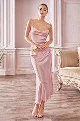 Slim Fit Satin Midi Dress - treasures-4-u-2-day