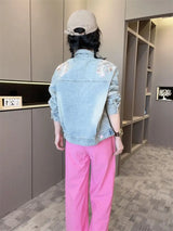 Spring Autumn Short Denim Jacket 2025 New Women's Embroidery Denim Outwear Chinese Style Women Denim Coat Women Loose Jeans Coat