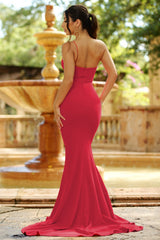 Cameron Single Shoulder Slit Detail Formal Wear Gown (Red) - treasures-4-u-2-day